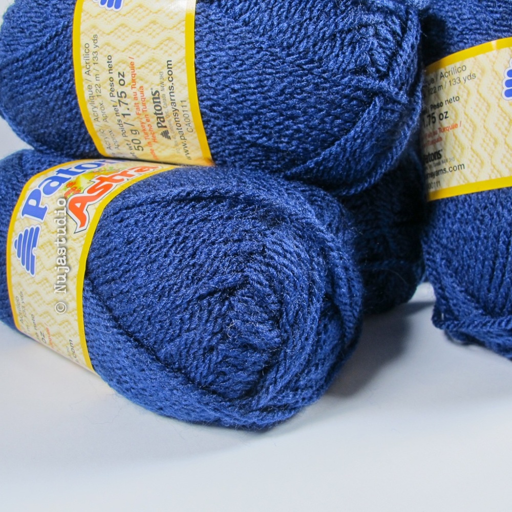 2 Patons Astra Knit Crochet Yarn Navy